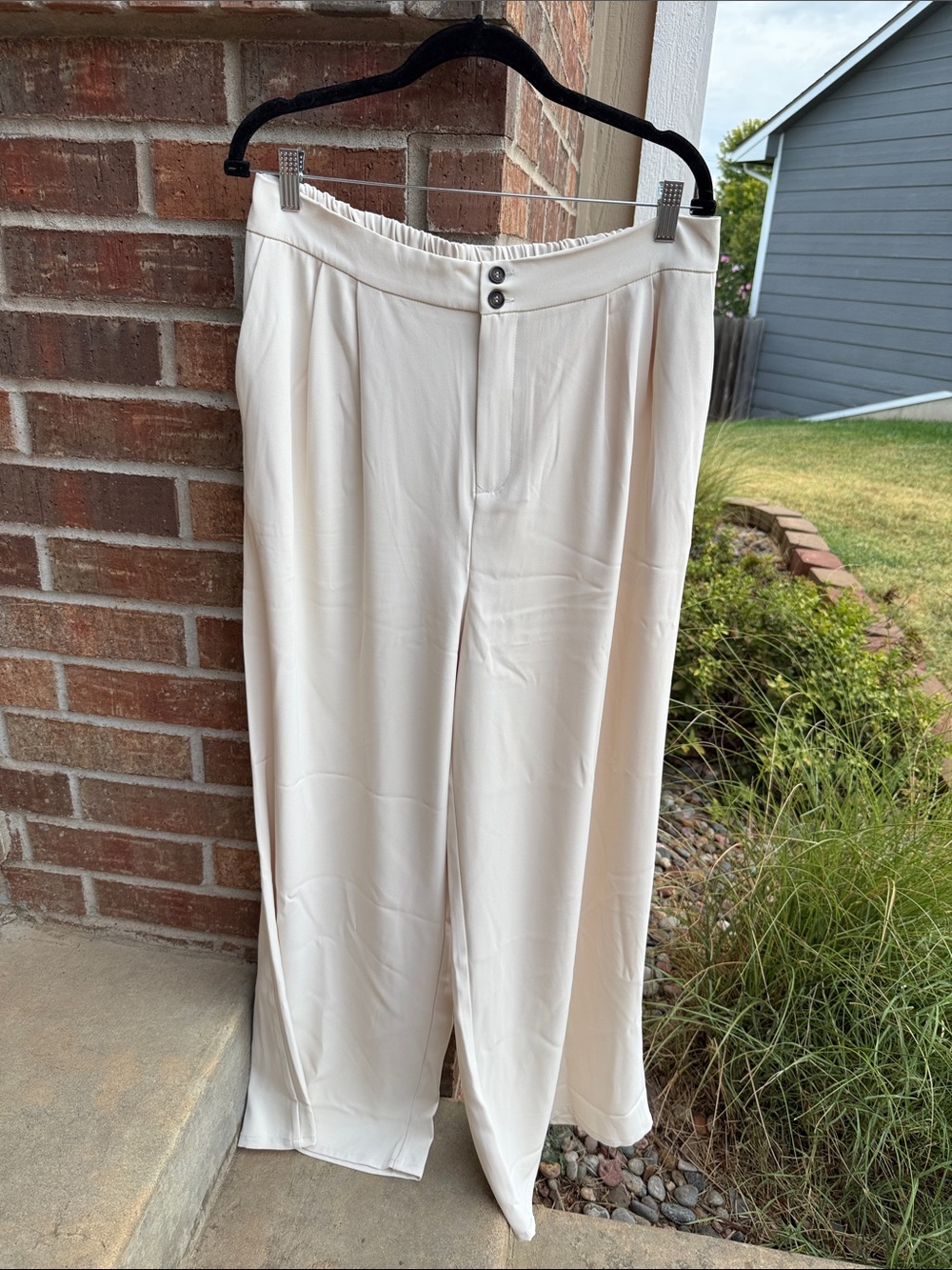 MELLODAY Ladies XL Cream Wide Leg Trouser Pant